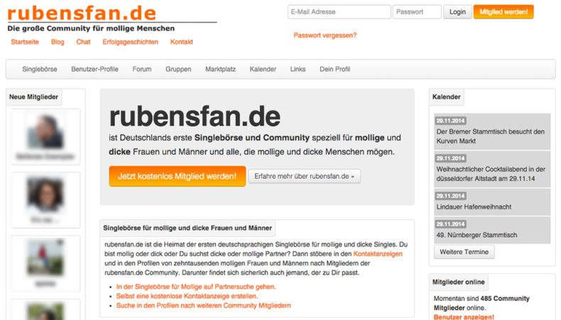 Die spezielle Singlebörse rubensfan.de im großen Test